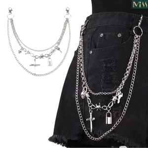 Miss * Dây Xích Quần Cho Vũ Công Punk Egirl Eboy Bông Tai Kẹp Quần Jean Bên Punk Dây Xích Nhiều Lớp Cho Quần Váy