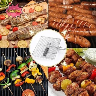 Pnpia Giỏ Nướng Inox Lớn Gấp Giỏ Nướng Di Động Cắm Trại Ngoài Trời Giá BBQ Cho Phụ Kiện Nấu Ăn Boutique