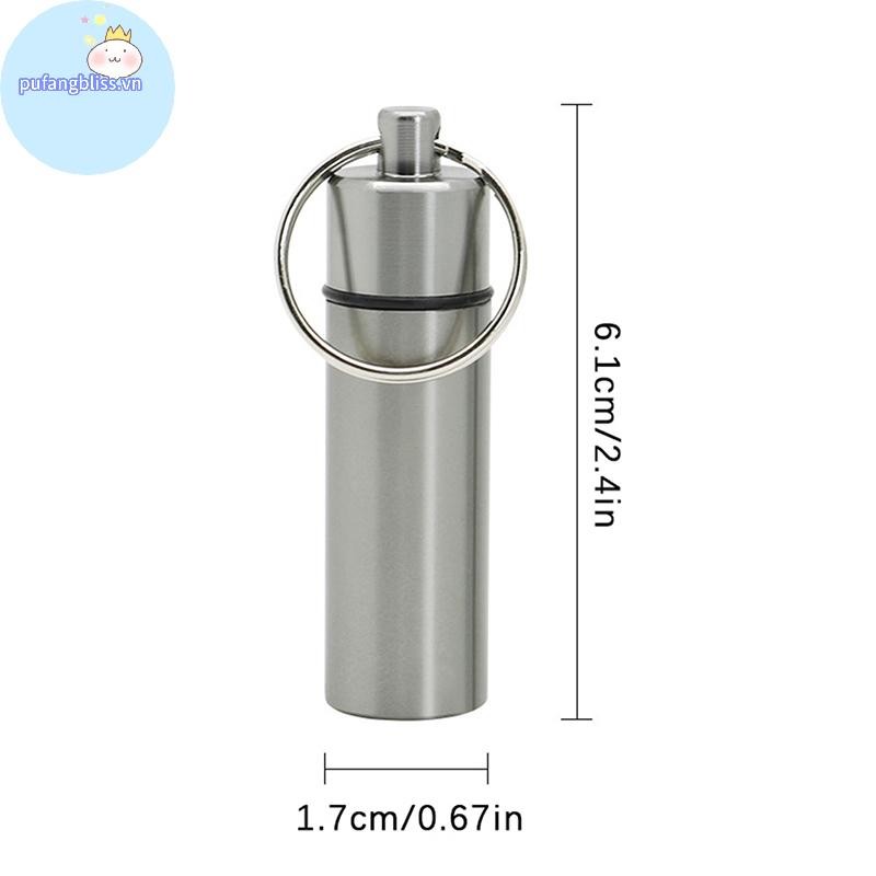 Pufangbliss Hợp Kim Nhôm Chống Thấm Nước Hộp Đựng Thuốc Móc Khóa Hộp Bảo Quản Di Động Du Lịch Ngoài Trời Hộp Đựng Thuốc Hộp Đựng Chai VN