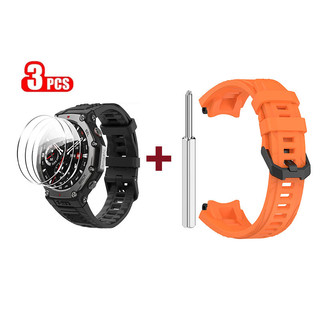 Dây đeo silicon 2in1 + 3 miếng bảo vệ màn hình màng cường lực cho Huami Amazfit T-REX 3