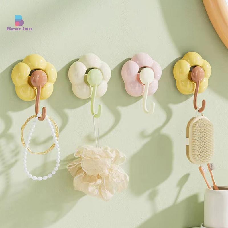 < Beartwo > Móc cốc hút hoa không đục lỗ sáng tạo Phòng tắm đa chức năng Nhà bếp Móc không dấu vết có thể tái sử dụng Giá lưu trữ mạnh mẽ Đẹp