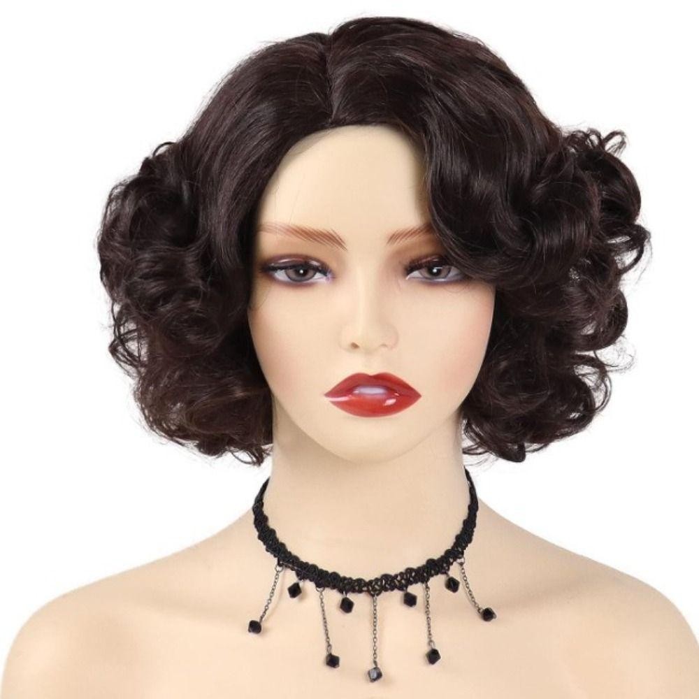 LACYES Tóc Giả Bob Ngắn Xoăn Sóng, Hóa Trang Halloween/Cosplay, Tóc Giả Tổng Hợp Tự Nhiên