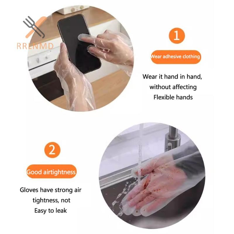 Rrlnmd 10 Chiếc Găng Tay Mở Rộng Dùng Một Lần Trong Suốt Thân Thiện Với Môi Trường al Arm Găng Tay Bảo Vệ DIY Nấu Ăn Nhà Bếp Găng Tay Dài MỚI