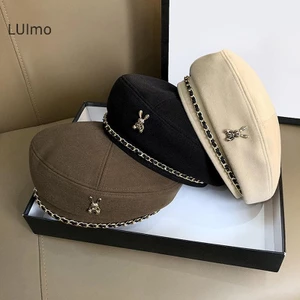 Luimo Nữ Beret Phong Cách Pháp Nghệ Sĩ Ấm Áp Mùa Đông Mũ Beanie Màu Trơn Thanh Lịch Nữ Phù Hợp Với Mũ Họa Sĩ SBS
