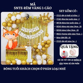 Set Bóng Trang Trí Sinh Nhật Tuổi Meo,tuổi Mão, thôi nôi, 12 con giáp cho bé gái - bé trai SNTE-RÈM VÀNG 1-CÁO Cao su