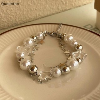 Queenten Bông Tai Kẹp Ngôi Sao Vòng Tay Cô Gái Pentagram Ngọc Trai Đính Hạt Lắc Tay Nữ Vintage Thẩm Mỹ Quyến Rũ Vòng Tay Phụ Kiện Trang Sức Quà Tặng