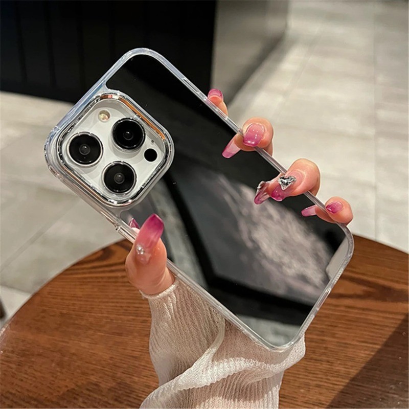 Iphone16 16Pro 16ProMax 16Plus 15Pro Gương Trang Điểm Cứng Acrylic TPU Ốp lưng iPhone 16 15 14 13 12 11 Pro Max Plus Chống Trầy Xước Ốp lưng Chống Sốc Ốp Lưng Bảo Vệ Ốp Lưng