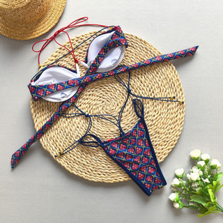 Đồ bơi nữ Royal Blue Retro In Underwire Push Up Cross Banding Two Piece Bikini Đồ bơi
