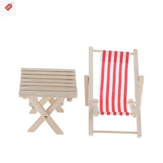 ALIK 1: 12 Ghế đi biển bằng gỗ có thể gập lại Ghế tắm nắng Chaise Dollhouse VN