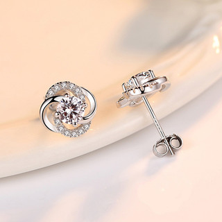 Bông Tai Cỏ Bốn Lá Bạc S925 Đính Đá Moissanite Màu Hồng Bông Tai Nữ Đính Đá Moissanite Màu Xanh Không Gây Dị Ứng S8