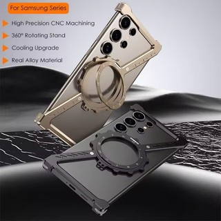 [Jlk] Hộp đựng từ tính bánh răng kim loại hình chữ Z cho Samsung Galaxy S25 S24 S23 S22 Hợp kim siêu nhôm 360° Vỏ bảo vệ khung xoay