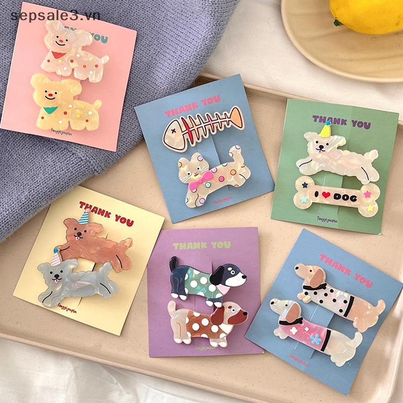 # VN # 2 Cái / bộ Phim Hoạt Hình Dễ Thương Xương Chó Kẹp Tóc Cô Gái Miệng Vịt Acrylic Ngọt Ngào Nổ Kẹp Tóc Phụ Kiện Tóc Gãy.