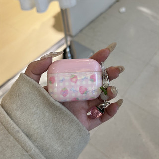 Lưới màu hồng dâu tây cho Airpods 1 / 2 3 Pro Pro2 Airpod4 Bộ tai nghe Vỏ bảo vệ Bluetooth không dây Air Pods Pro 3 4 Vỏ bảo vệ tai nghe