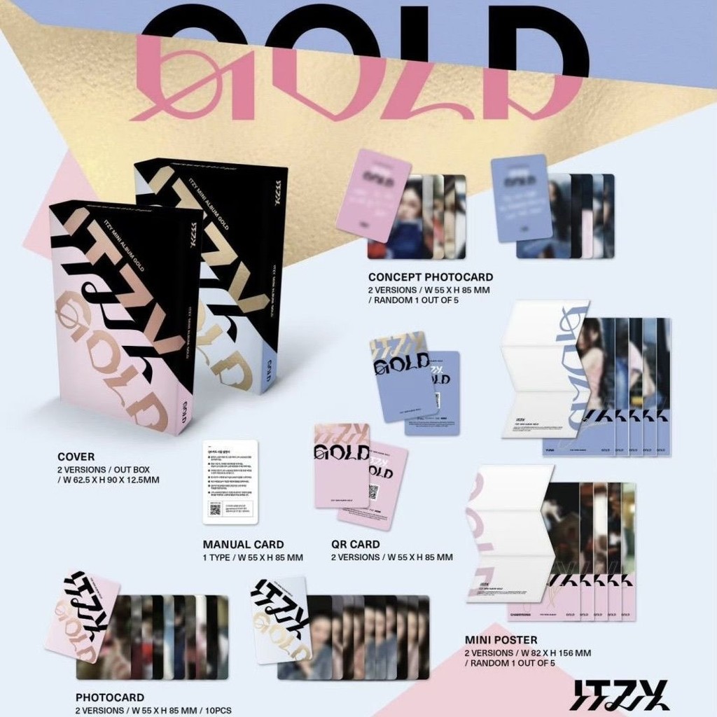 ITZY [GOLD] Album ĐẦY ĐỦ thứ 2 NEMO Ver / Thẻ QR + 11 Thẻ + Hướng dẫn sử dụng + Poster + QUÀ TẶNG