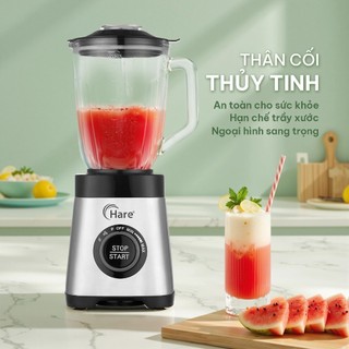 Máy xay sinh tố Hare HR BL6386 công suất 600W 3 cối thủy tinh, 4 chế độ xay bảo hành 12 tháng