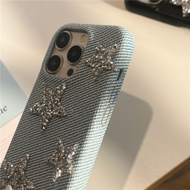 Ốp điện thoại PU materia họa tiết ngôi sao năm cánh cho iphone 17 16 pro max 15 pro max
