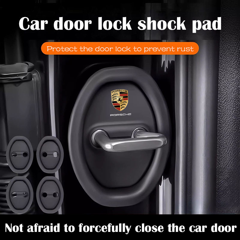 Porsche Khóa Cửa Ô Tô Bao Bảo Vệ Trang Trí Cửa Sốc Pad Phụ Kiện Silicon Cho Carrera Gts Turbo Macan Cayenne Cayman 718 Boxster 911 Panamera
