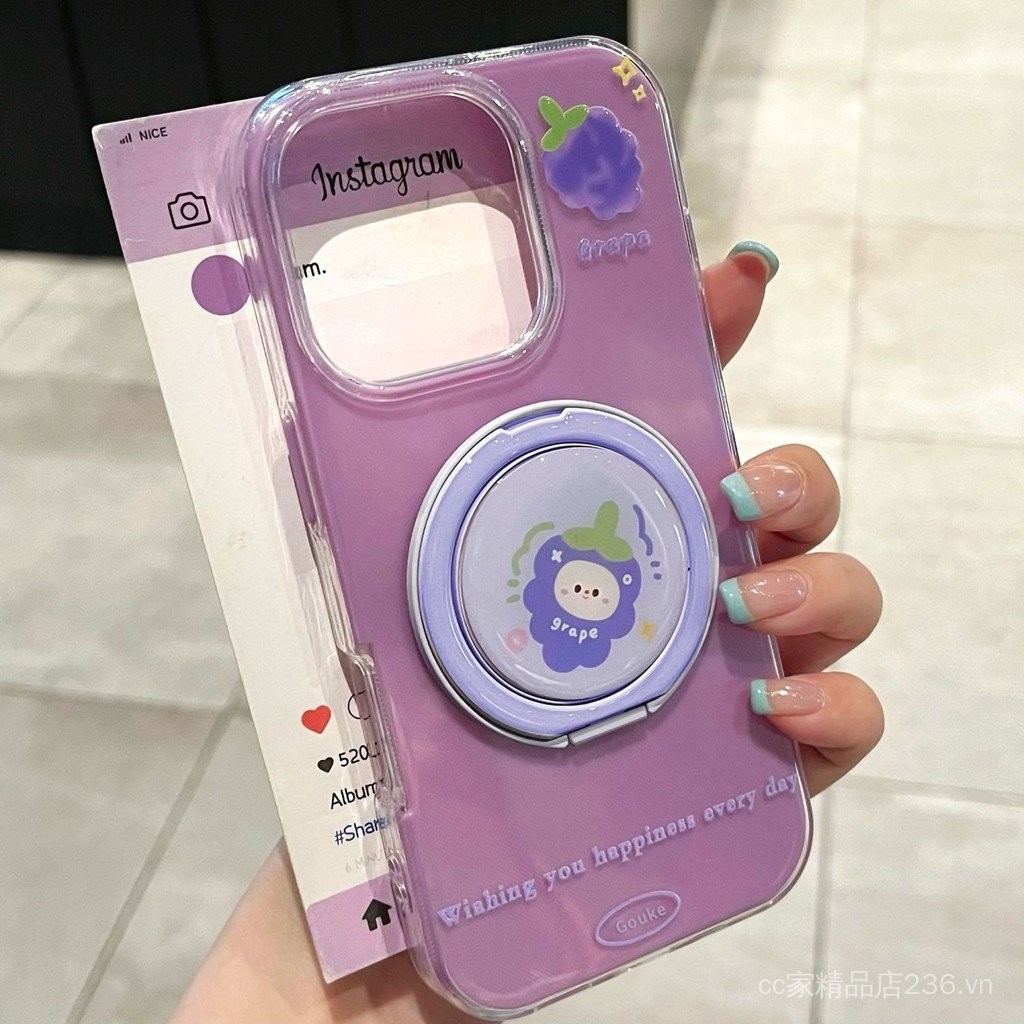 Ốp điện thoại Fruit Party 16 Pro Max, iPhone 15 có chân đế, 13 cho phụ nữ, 14 ốp mềm cho iPhone 12