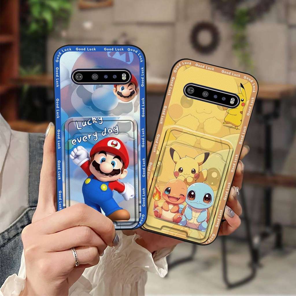 Bọc Toàn Bộ Vỏ Mềm Ốp lưng LG V60 ThinQ 5G Bảo Vệ Dễ Thương Chống Thấm Nước Khe Cắm Thẻ Ốp Lưng Silicon Graffiti Hoạt Hình TPU Bền Túi Đựng Thẻ Chống Va Đập Bao