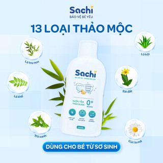 Nước Tắm Thảo Dược SACHI Dịu Mát Da ,Ngừa Rôm Sảy, Hỗ Trợ Ngăn Cảm Cúm, Cảm Lạnh Cho Bé Lọ 250ml / 500ml