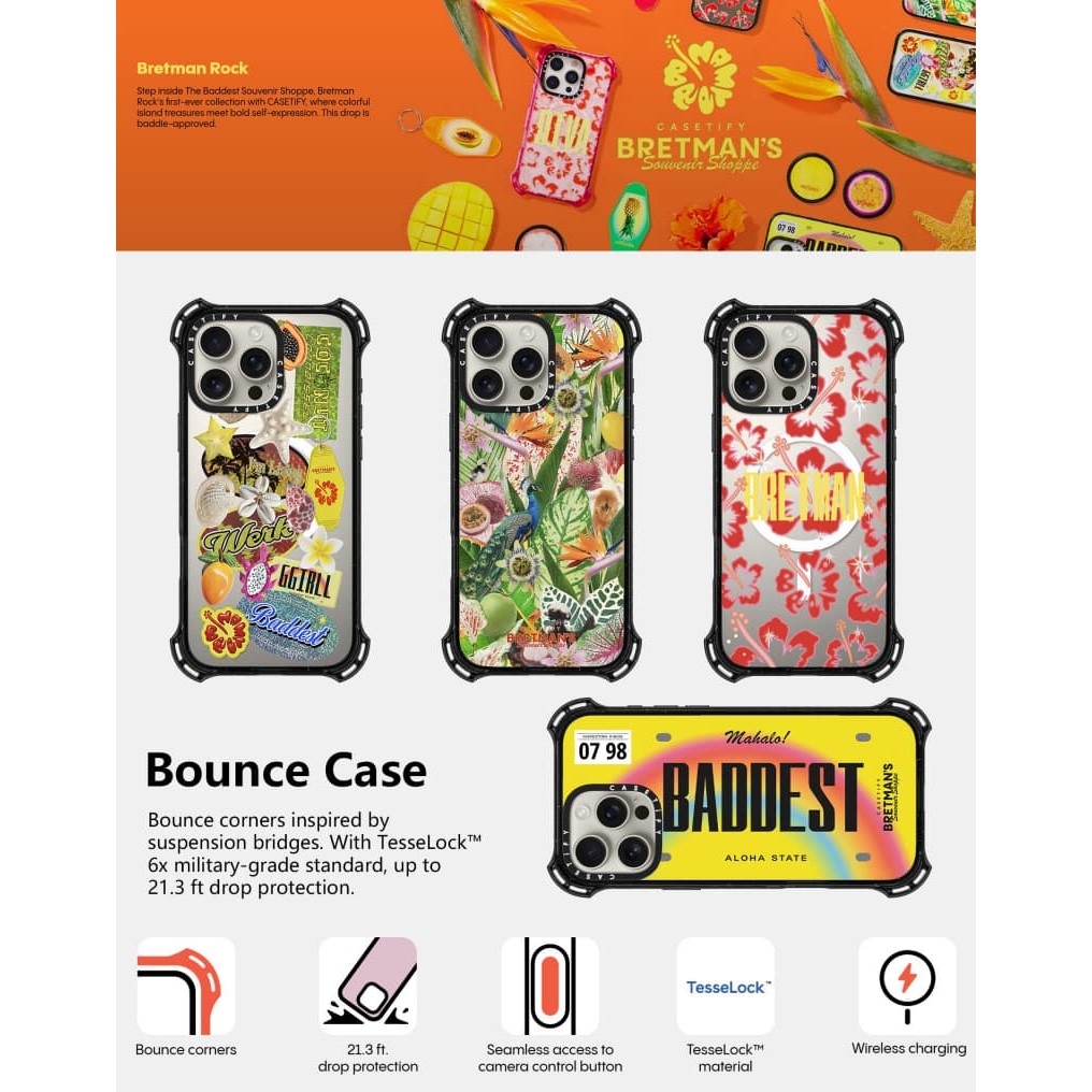 CASETiFY X Bretman Rock Bounce Case Hút từ tính Mặt sau Acrylic cứng cho Apple IPhone 14 / 15 / 16 Pro Max với bao bì cao cấp