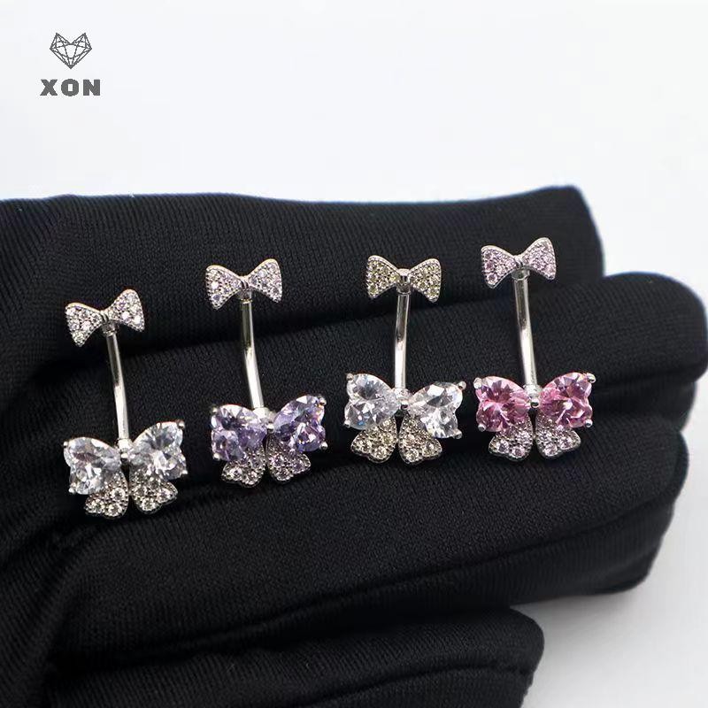 XON Khuyên Rốn Hình Nơ Đính Đá Zircon Thời Trang Cho Nữ