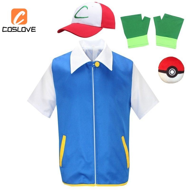 Anime Trò Chơi Pokemon Ash Ketchum Cosplay Quần Áo Trọn Bộ Trang Phục Trẻ Em Trang Phục Hóa Trang Đồng Phục Mùa Hè Hàng Ngày Tiệc Halloween