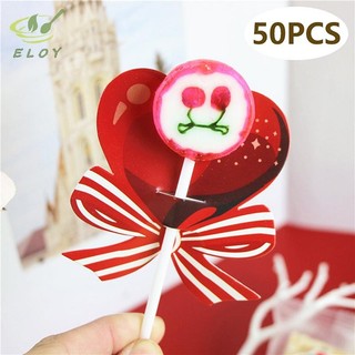 [ELOY] 50 Thẻ Trang Trí Nơ Trái Tim Đỏ Lollipop Cho Ngày Lễ Valene Đám Cưới Sinh Nhật Đồ Dùng Trang Trí Kẹo Ủng Hộ Quà Tặng VN