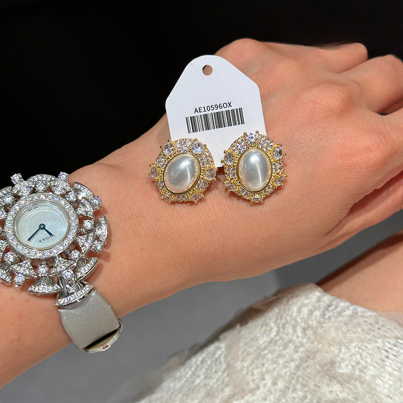 T Classy Zircon Bông tai ngọc trai sang trọng nhẹ nhàng phong cách mới