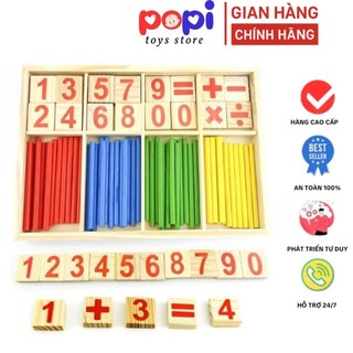 Bộ Que Tính Học Toán Bằng Gỗ Cho Bé, Bảng Tính Số Và Phép Tính Cơ Bản Giúp Bé Làm Quen Với Toán Học Thật Dễ Dàng- POPIKI