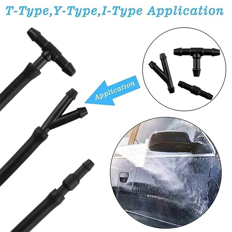 Đầu nối ống nhựa đa năng T / Y / I 3 loại - Khớp nối vòi phun kính chắn gió có thể thay thế - Đầu nối ống nước ô tô thực tế