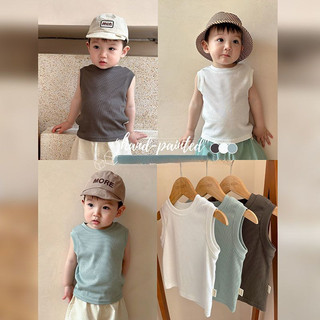 Áo vest mỏng mùa hè cho trẻ em, áo thun không tay màu trơn bằng lụa lạnh cho bé trai và bé gái, áo cơ bản cho trẻ em