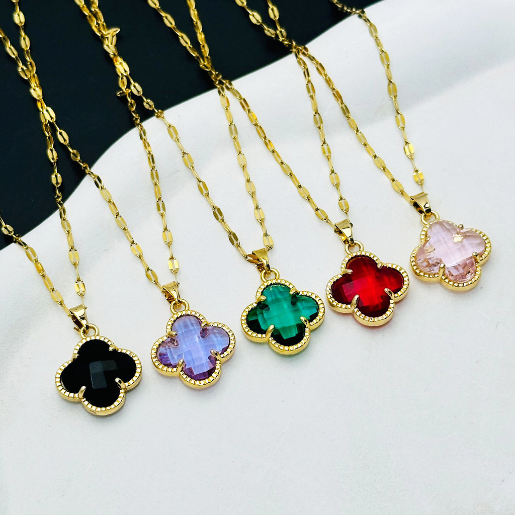Vòng cổ cỏ ba lá bốn lá thời trang 18K mạ vàng chống thấm nước không phai màu Mặt dây chuyền nữ phù hợp