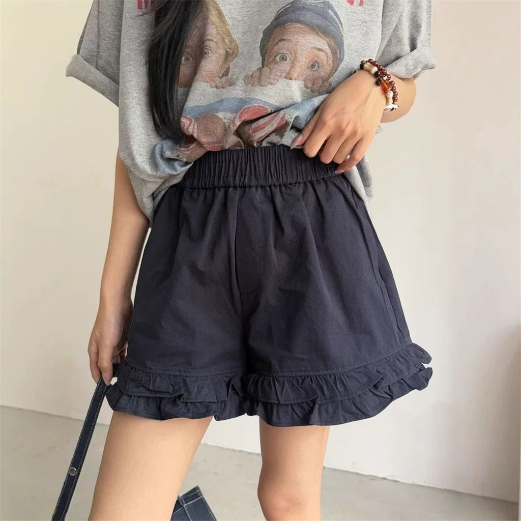 Milyfashion Fungus Edge Wide-Leg Quần Short Thường Ngày Mùa Hè Phong Cách Mới Nữ Tính Co Giãn Cao Cấp Ôm Hơn Nhìn Quần Short Nữ
