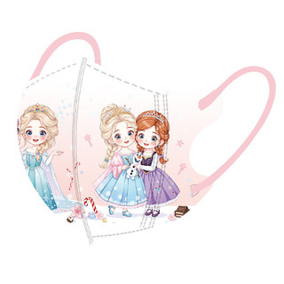 Mặt nạ hoạt hình Aisha mới 2025 50 chiếc Kidmask3d Đóng gói riêng Mặt nạ âm thanh nổi 3-12 tuổi Mặt nạ cô gái in hình lâu đài xanh và các họa tiết hoạt hình lâu đài đầy màu sắc.