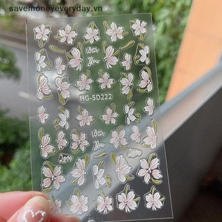 [savemoneyeveryday] Miếng dán móng tay Camellia dập nổi 5D Đề can làm móng tay Trang trí trang trí Móng tay quyến rũ [vn]