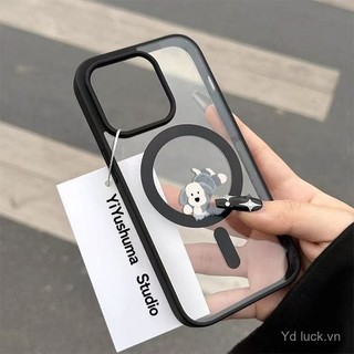 Ốp điện thoại từ tính mới hình chó con màu xanh hoạt hình tương thích với iPhone 12 11 Pro Max 16 15 14 Pro 13 12 Pro 11 16 Plus 15 Pro 14 13 Pro, chống mồ hôi và chống sốc