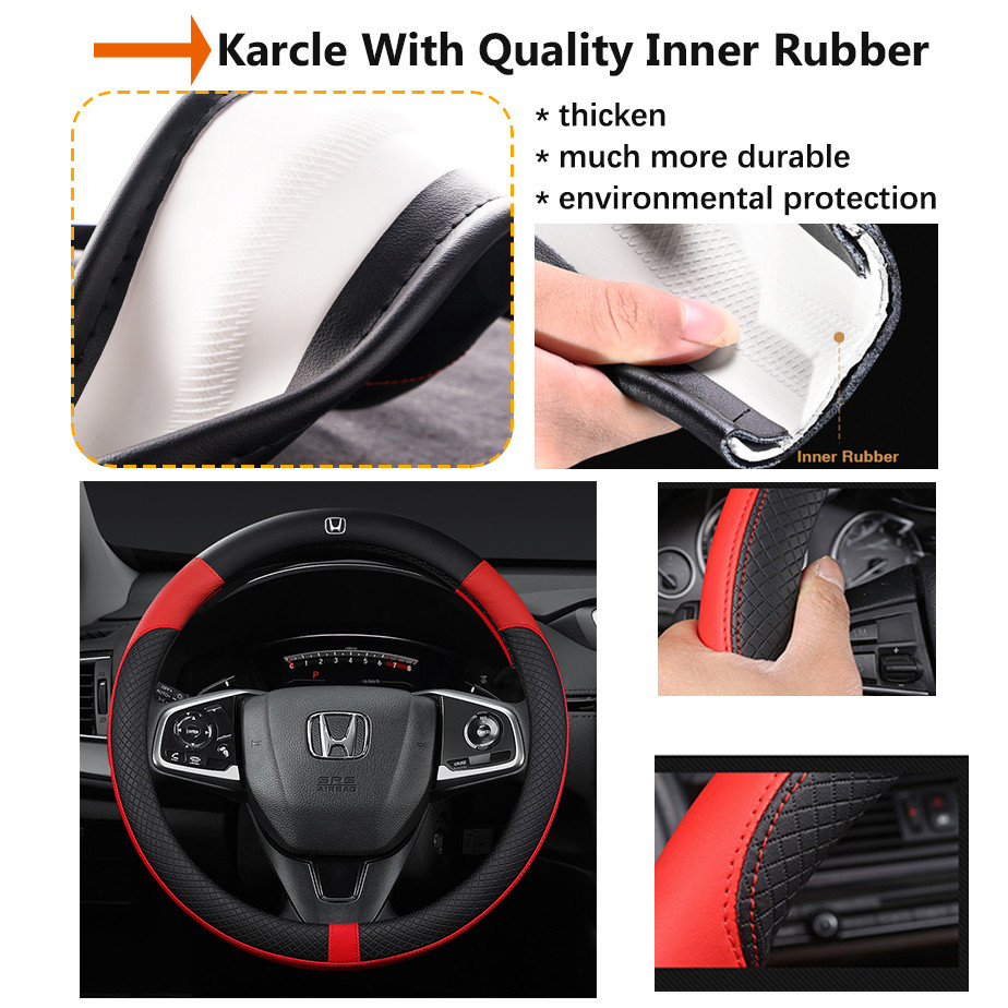 Vỏ bọc vô lăng ô tô bằng da Honda BRV HRV City Civic Jazz Accord CRV 38cm Chống trượt