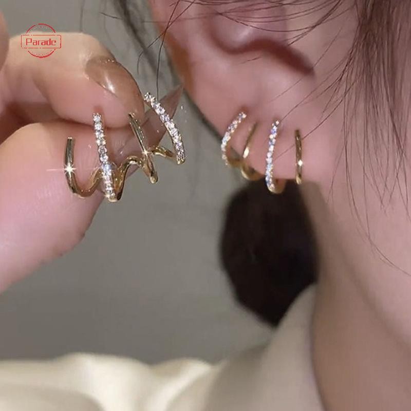 Parade Kim Cương Giả Hàng Bông Tai Nữ Đơn Giản Hàn Quốc Sáng Bóng Bông Tai Đảng VN