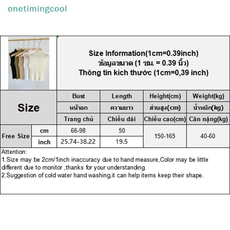 Onetimingcool Mùa Hè Hàn Quốc Nửa Cổ Rùa Rỗng Dệt Kim Áo Vest Nữ Màu Trơn Không Tay Slim Top VN
