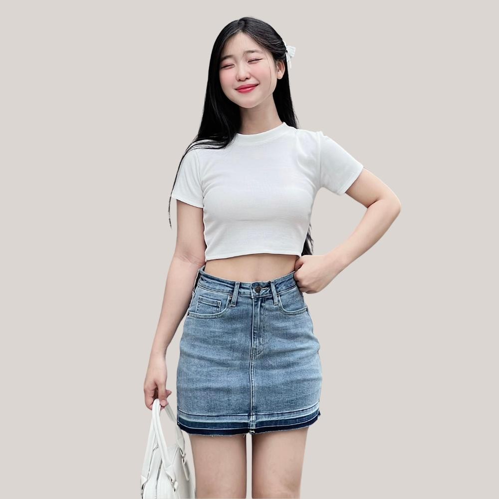 Ảnh TTTHAO - Chân váy jeans VNXK chất vải cotton co giãn cao cấp J4 - Cam kết không ưng trả hàng hoàn tiền 2