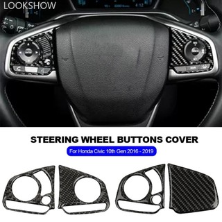 Lookshow 2 Chiếc Ô Tô Sợi Carbon Tạo Kiểu Vô Lăng Bảng Điều Khiển Thực Bao Viền Dành Cho Xe Honda Civic Thế Hệ Thứ 10 2016 - 2019 S5X5