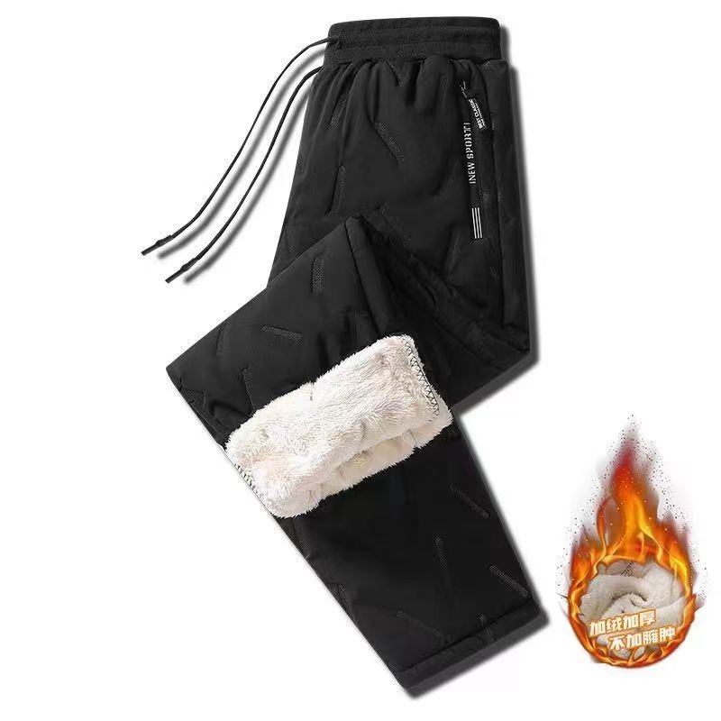 Quần cotton nhung cừu thu đông quần dài ống đứng chống gió thường ngày thể thao giữ ấm chống lạnh lót nhung dày dặn thời trang