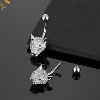 [GOU] Vòng rốn động vật Vòng rốn Vòng rốn Da báo Inlay Navel Trang sức móng tay Pircing Umbilical Pircing Ring VN