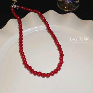 Drejew Ancora đỏ trung chuyển hạt mặt dây chuyền vòng cổ nữ thiết kế thích hợp dây chuyền áo len retro cảm giác cao cấp phụ kiện mùa thu đông