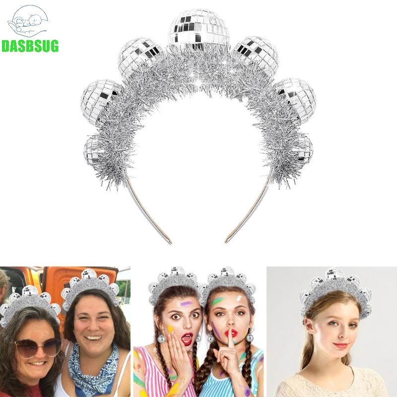 Dasbsug Nữ 70s Đảng Băng Đô Disco Bóng Headhoop Vintage Mũ Phụ Kiện Đầu