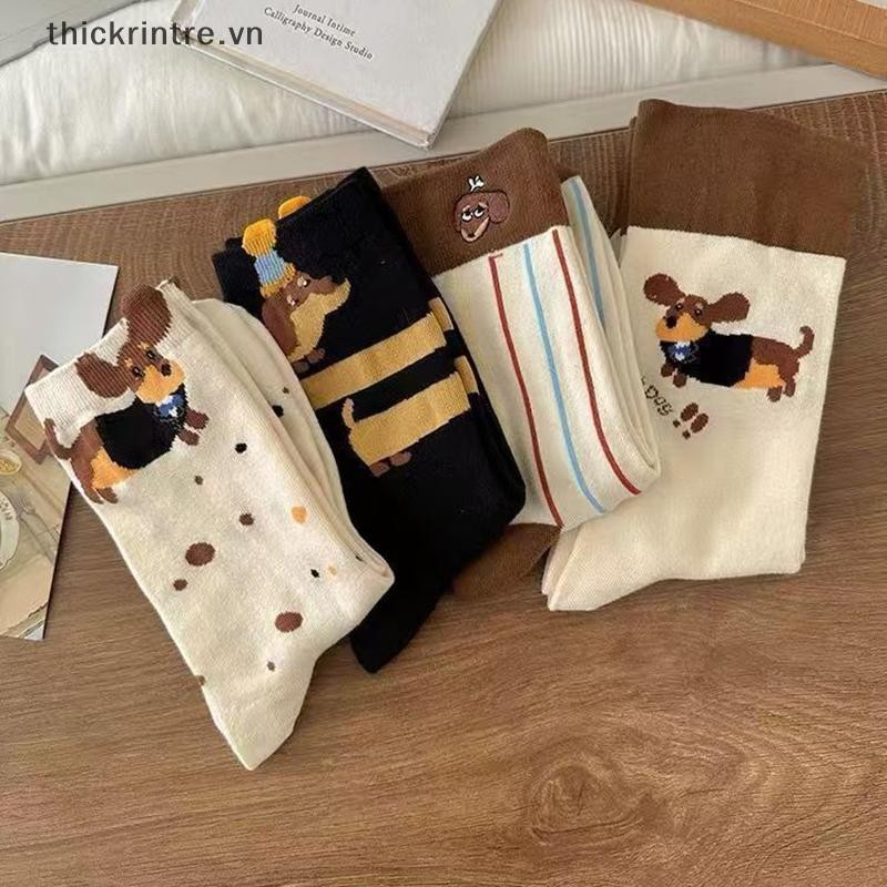 THI Ngộ nghĩnh Dachshund Động Vật Cotton Tất Xúc Xích Chó Hoạt Hình In Tất Thu Đông Ấm Tất Cặp Đôi Dễ Thương Tất VN