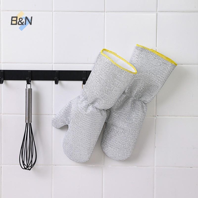 B & N 1 / 2 Chiếc Găng Tay Vệ Sinh Công Việc Nhà Dây Thép Món Ăn Găng Tay Rửa Nhà Bếp Bàn Chải Chống Thấm Nước Bát Dầu Dụng Cụ Vệ Sinh Hiện Vật.