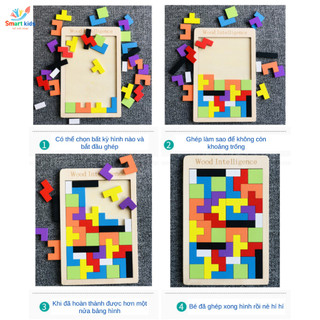 Đồ Chơi Bộ Ghép Hình Thẻ Gạch Tetris, Bảng  Xếp Gạch Tetris Montessori Cho Bé Rèn Luyện Trí Não