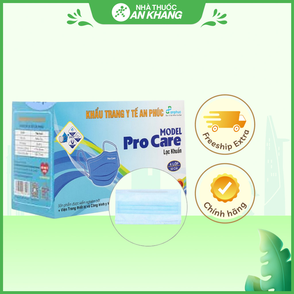 Khẩu trang y tế An Phúc 4 lớp màu trắng hộp 50 cái